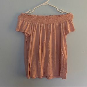 Drew (Anthropologie) Baby Pink Off the Shoulder Jersey Top
